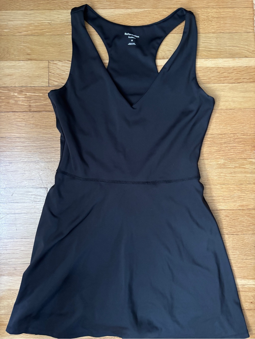 Reformation Black V-Neck Exercise Dress